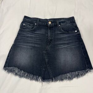 7 For All Mankind Black Denim Skirt with Frayed Bottom